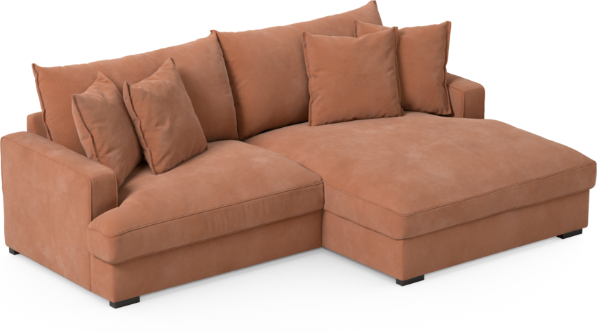 Mila - 2-sits soffa med schäslong XL höger - Orange