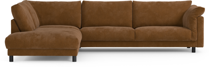 Cherrie - 3-sits soffa med divan vänster, fast klädsel - Orange