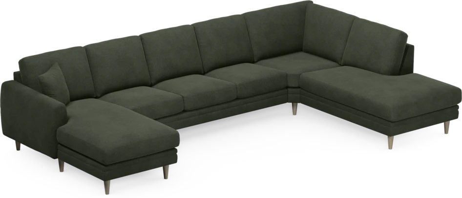 Eden - 3-sits soffa med schäslong vänster och divan höger - Grön