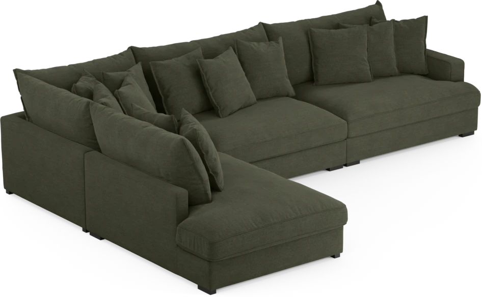 Rossi - 4-sits soffa med divan vänster - Grön