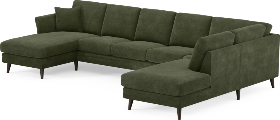 Eden - 3-sits soffa med schäslong vänster och divan höger - Grön