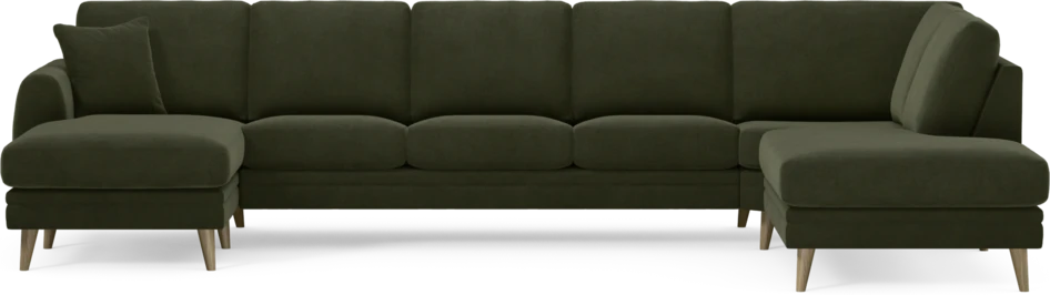 Eden - 3-sits soffa med schäslong vänster och divan höger - Grön