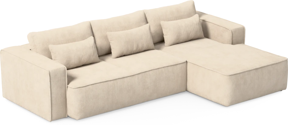 Ide - Bäddsoffa 3-sits med schäslong höger - Beige