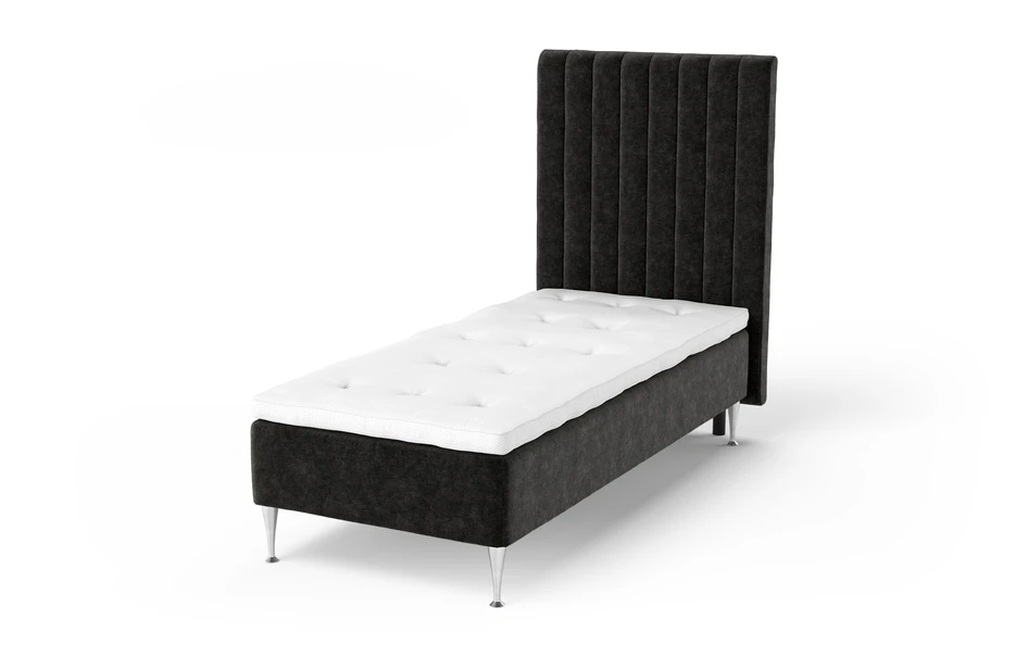 Sense Delux - Ramsäng, enkelsäng med bäddmadrass Sleep Delux vit - Svart