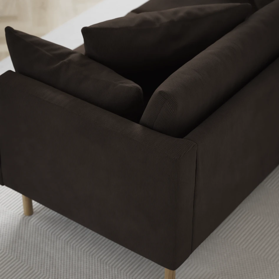 Harper - 3-sits soffa med divan höger - Brun