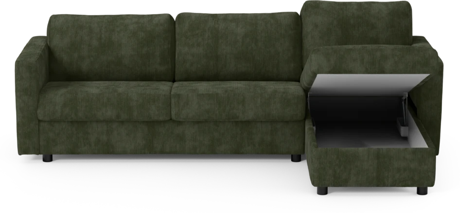 Lindö - Bäddsoffa 2,5-sits med schäslong, vändbar - Grön