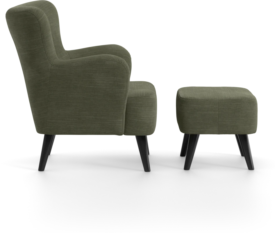 Timmy - Fåtölj med fotpall - Grön