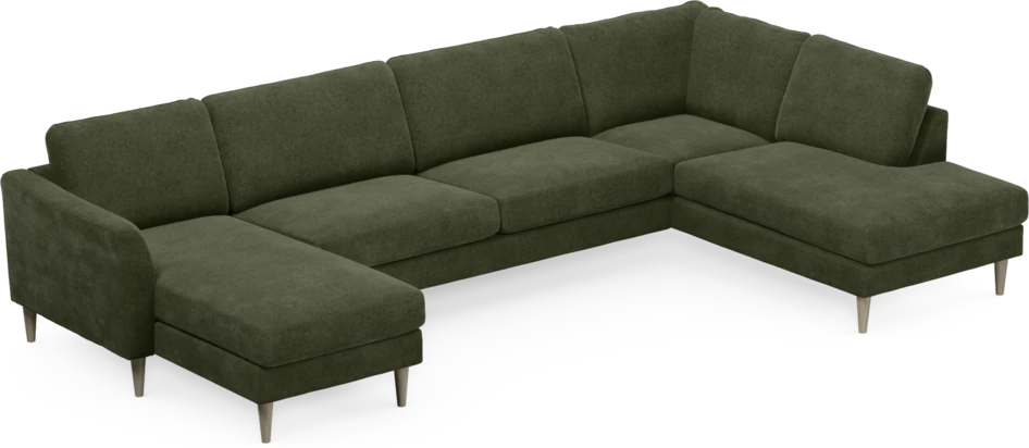Bridge - 3-sits soffa med schäslong vänster och divan höger - Grön