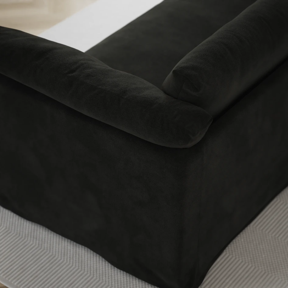 Cherrie - 3-sits soffa med divan vänster, med kappa - Svart