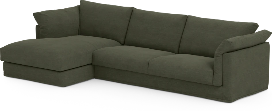 Cherrie - 3-sits soffa med schäslong vänster, med kappa - Grön