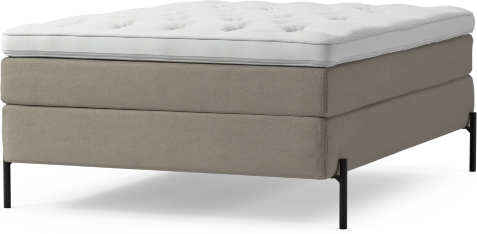 Delux Sense - Kontinentalsäng, enkelsäng 140 cm med bäddmadrass och sängben - Beige