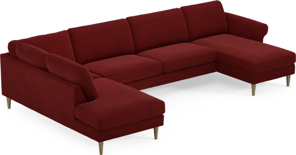 Bridge - 3-sits soffa med divan vänster och schäslong höger - Röd