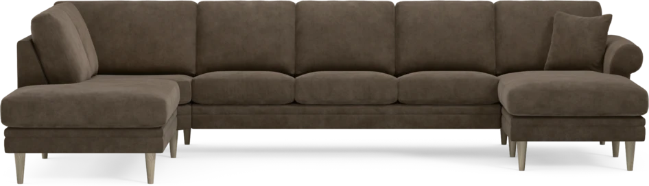 Eden - 3-sits soffa med divan vänster och schäslong höger - Brun