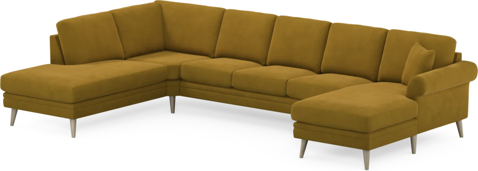 Eden - 3-sits soffa med divan vänster och schäslong höger - Gul