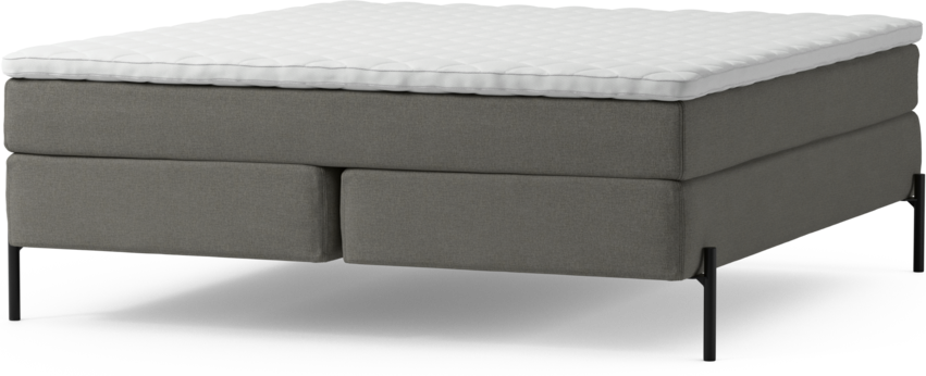Delux Sense - Kontinentalsäng, dubbelsäng med bäddmadrass och sängben - Grå
