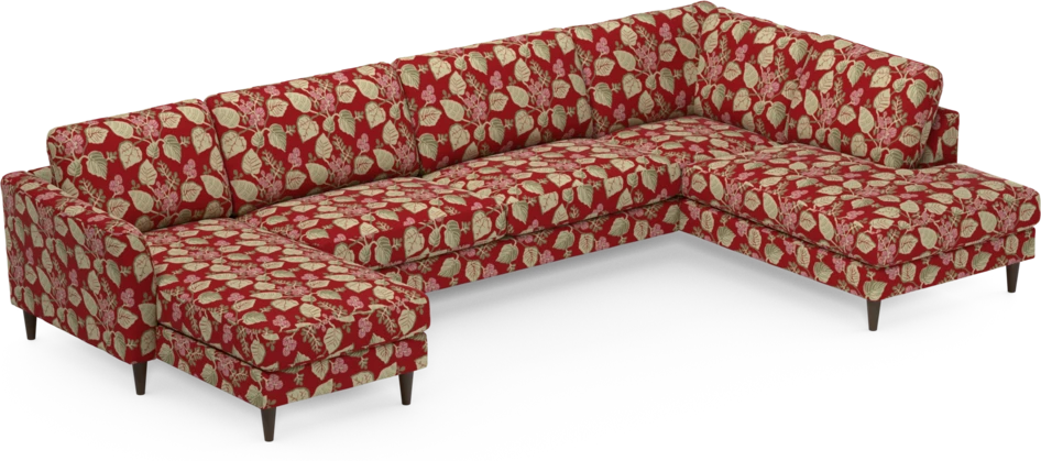 Bridge - 3-sits soffa med schäslong vänster och divan höger - Röd