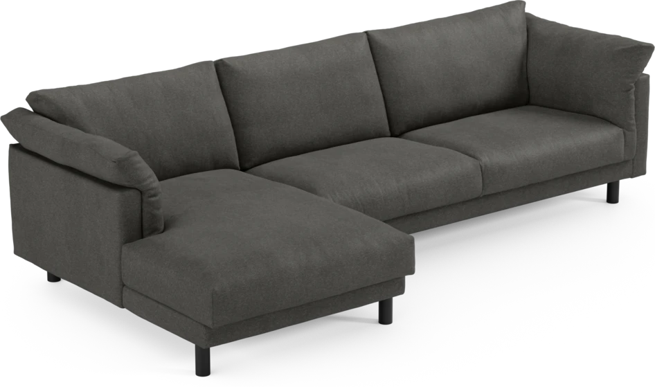 Cherrie - 3-sits soffa med schäslong vänster, fast klädsel - Grå