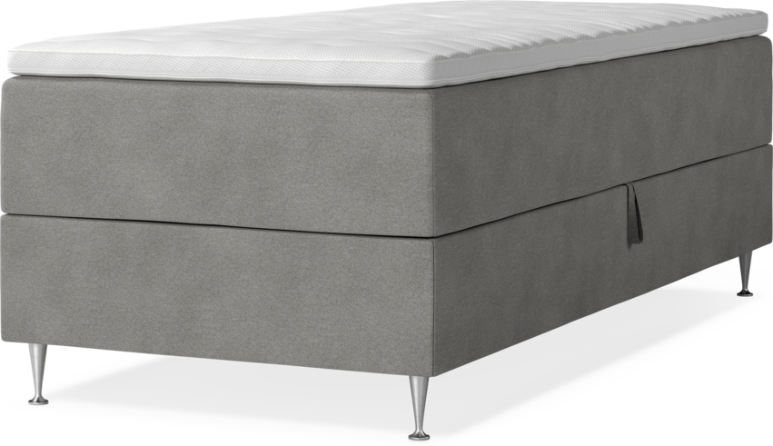 New York - Förvaringssäng, enkelsäng med bäddmadrass, sängben och sängben - Grå