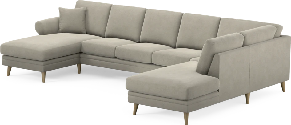Eden - 3-sits soffa med schäslong vänster och divan höger - Brun