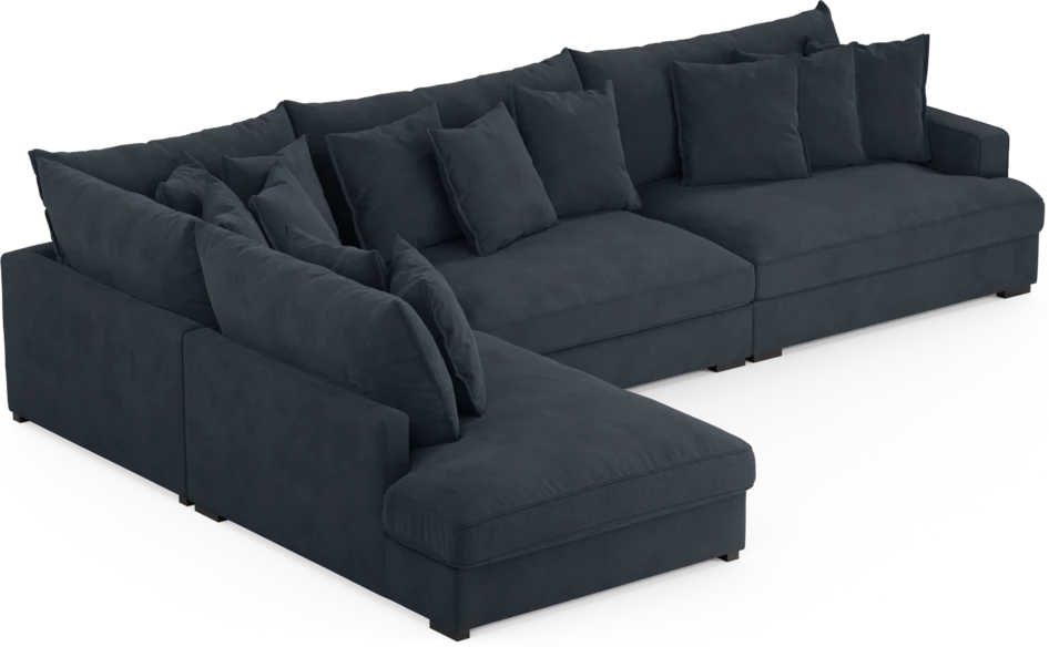 Rossi - 4-sits soffa med divan vänster - Blå