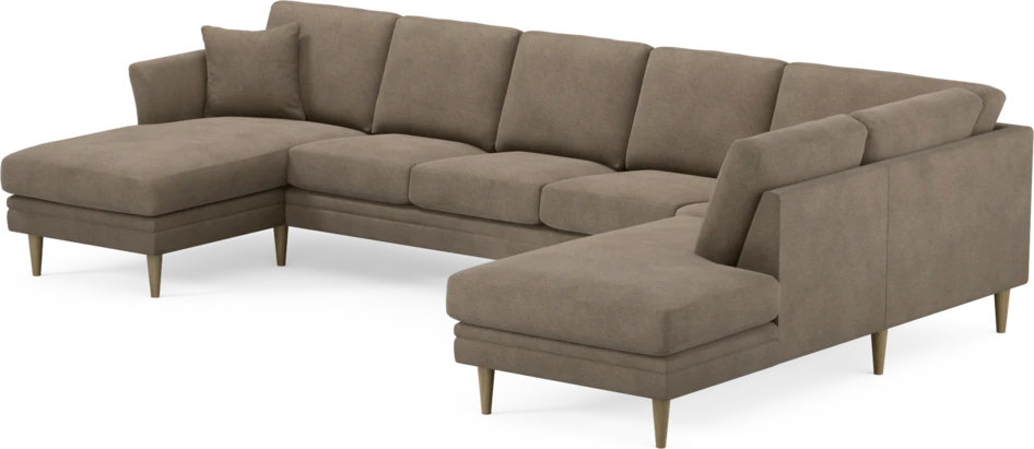Eden - 3-sits soffa med schäslong vänster och divan höger - Brun