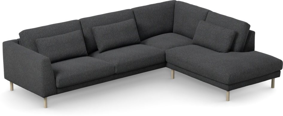 Willow - 3-sits soffa med divan höger, fast klädsel - Grå