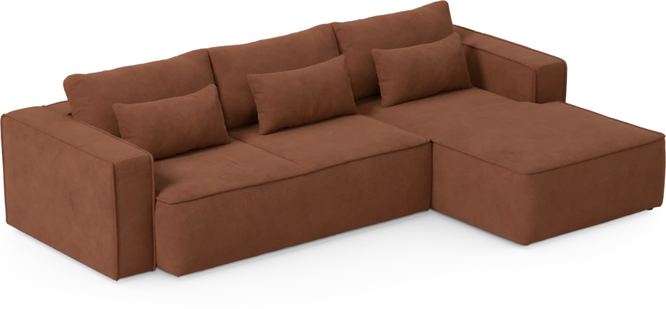 Ide - Bäddsoffa 3-sits med schäslong höger - Orange