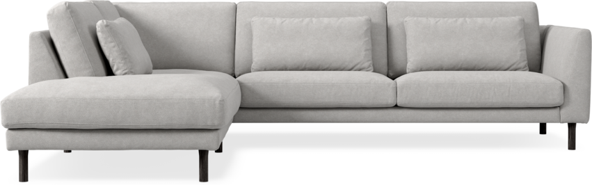 Willow - 3-sits soffa med divan vänster, fast klädsel - Grå