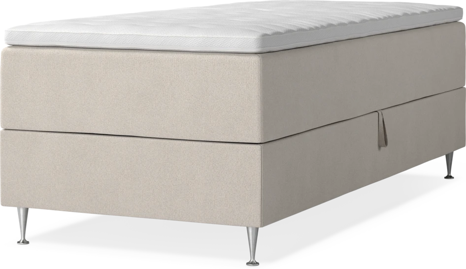New York - Förvaringssäng, enkelsäng med bäddmadrass och sängben - Beige
