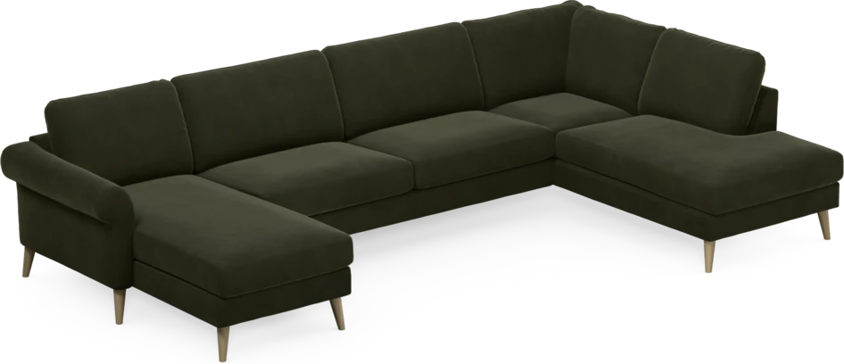 Bridge - 3-sits soffa med schäslong vänster och divan höger - Grön