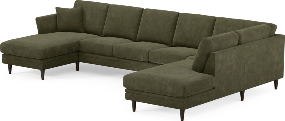 Eden - 3-sits soffa med schäslong vänster och divan höger - Grön