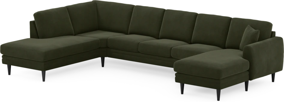 Eden - 3-sits soffa med divan vänster och schäslong höger - Grön