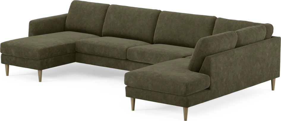 Bridge - 3-sits soffa med schäslong vänster och divan höger - Grön