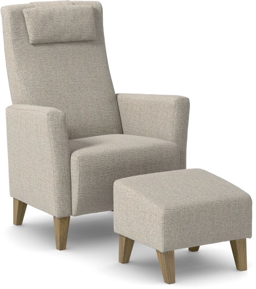 Erik - Fåtölj med fotpall - Beige