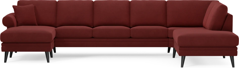 Eden - 3-sits soffa med schäslong vänster och divan höger - Röd