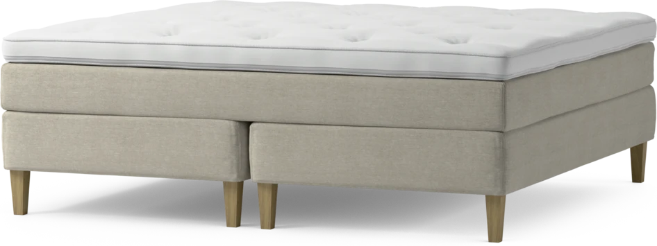 Delux Sense - Kontinentalsäng, dubbelsäng med bäddmadrass och sängben - Beige
