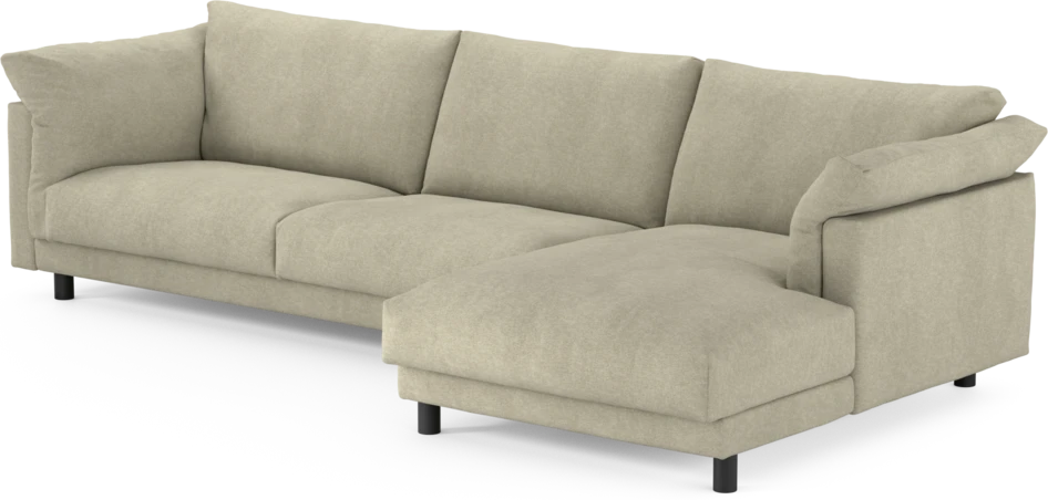 Cherrie - 3-sits soffa med schäslong höger, fast klädsel - Beige