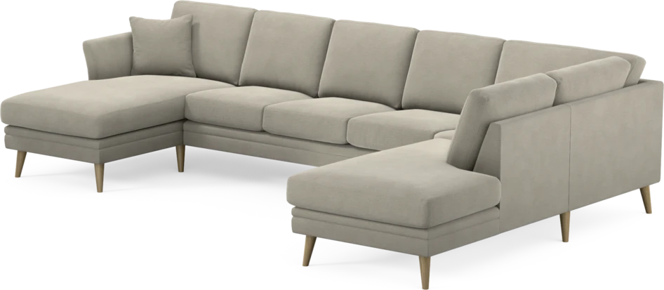 Eden - 3-sits soffa med schäslong vänster och divan höger - Brun