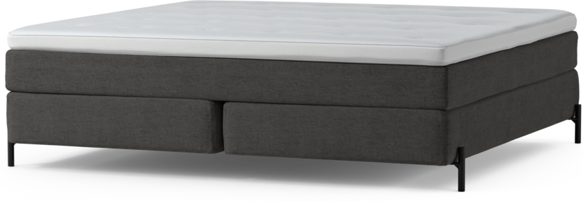 Delux Sense - Kontinentalsäng, dubbelsäng med bäddmadrass och sängben - Grå