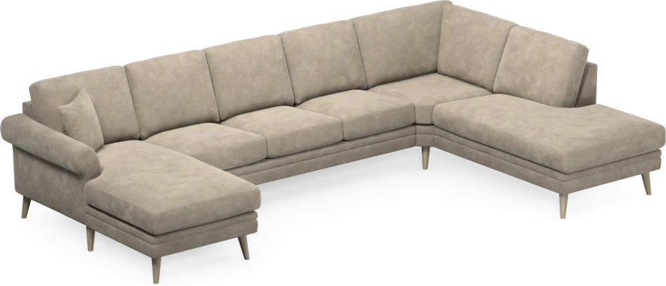 Eden - 3-sits soffa med schäslong vänster och divan höger - Beige