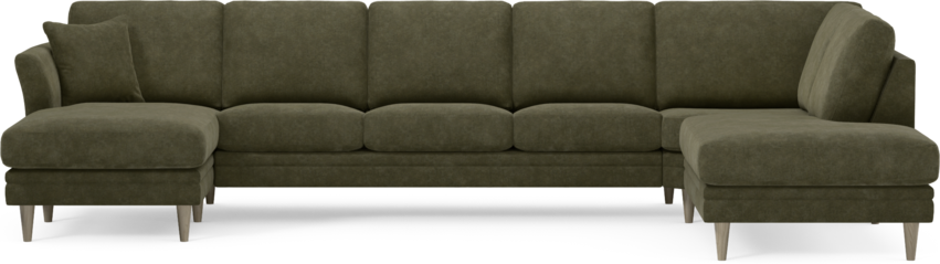 Eden - 3-sits soffa med schäslong vänster och divan höger - Grön