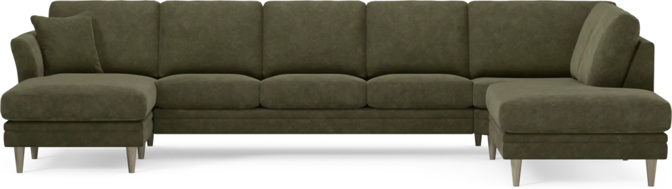 Eden - 3-sits soffa med schäslong vänster och divan höger - Grön
