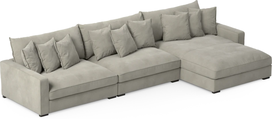 Rossi - 4-sits soffa med schäslong XL höger - Grå