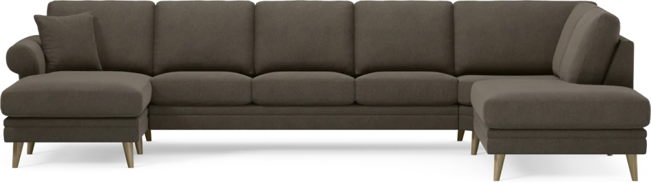 Eden - 3-sits soffa med schäslong vänster och divan höger - Brun