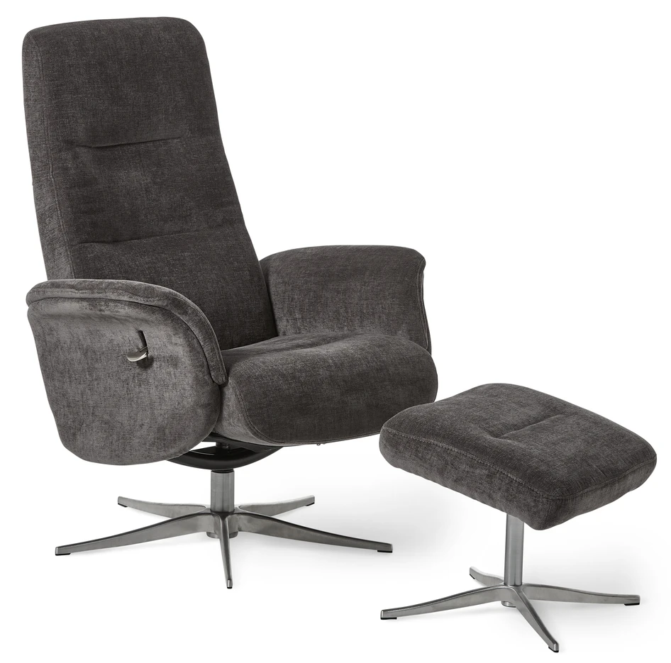Ullrik - Fåtölj med fotpall - Grå