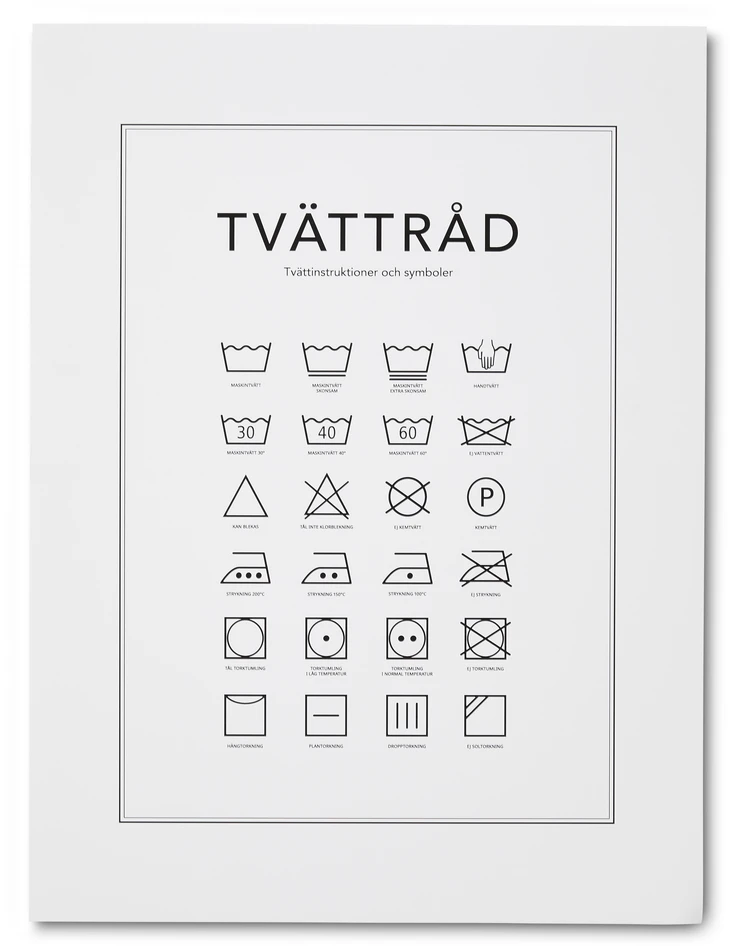 Tvättråd - Poster, 30x40 cm - Svart