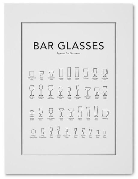 Bar Glasses - Poster, 30x40 cm - Svart