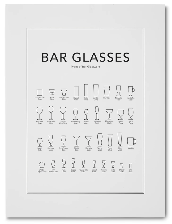 Bar Glasses - Poster, 30x40 cm - Svart