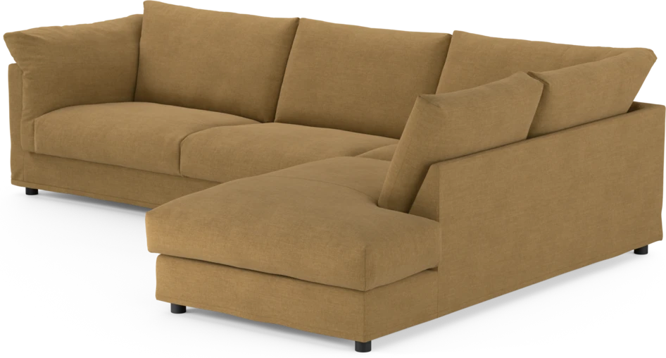 Cherrie - 3-sits soffa med divan höger, med kappa - Gul