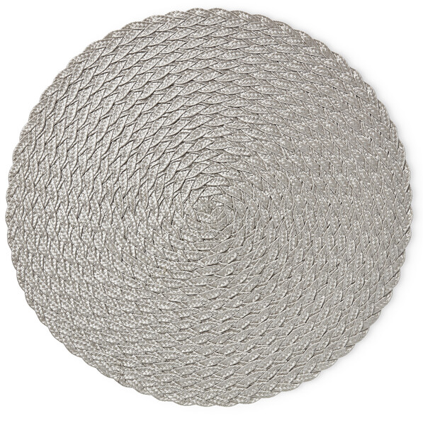 Nova - Tablett i flätad plast, Ø 38 cm - Grå